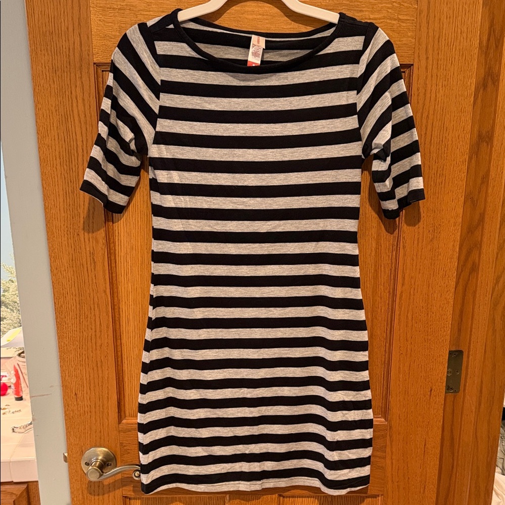 No Boundaries Black and Gray Striped dress
